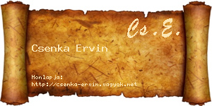 Csenka Ervin névjegykártya